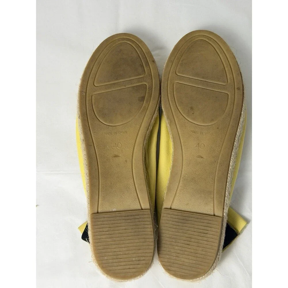 Vidorreta Women’s Yellow Leather Espadrilles Flats Made in Spain Size 40